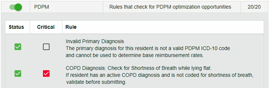 PDPM scrubber rules in SimpleAnalyzer