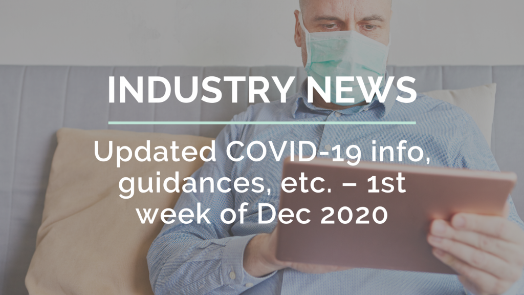 Updated COVID19 information, guidances, etc. 1st week of December